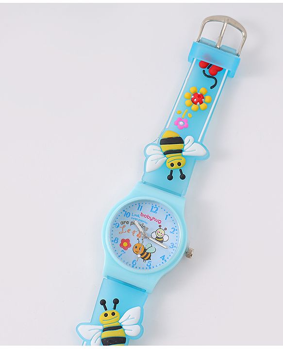 Babyhug Analog Watch With Honey Bee Applique Free Size - Blue