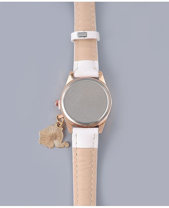 Pine Kids Free Size Analog Watch With Elephant Applique - White