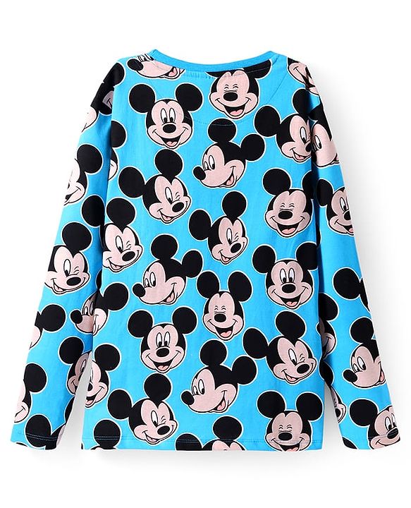 Pine Kids Disney Single Jersey Knit Full Sleeves Night Suit with Mickey Mouse Graphics - Blue
