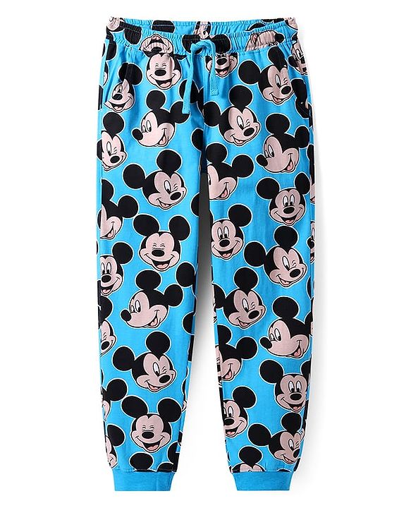 Pine Kids Disney Single Jersey Knit Full Sleeves Night Suit with Mickey Mouse Graphics - Blue
