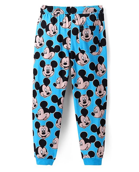Pine Kids Disney Single Jersey Knit Full Sleeves Night Suit with Mickey Mouse Graphics - Blue