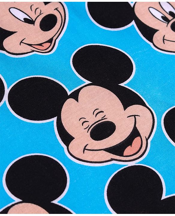 Pine Kids Disney Single Jersey Knit Full Sleeves Night Suit with Mickey Mouse Graphics - Blue
