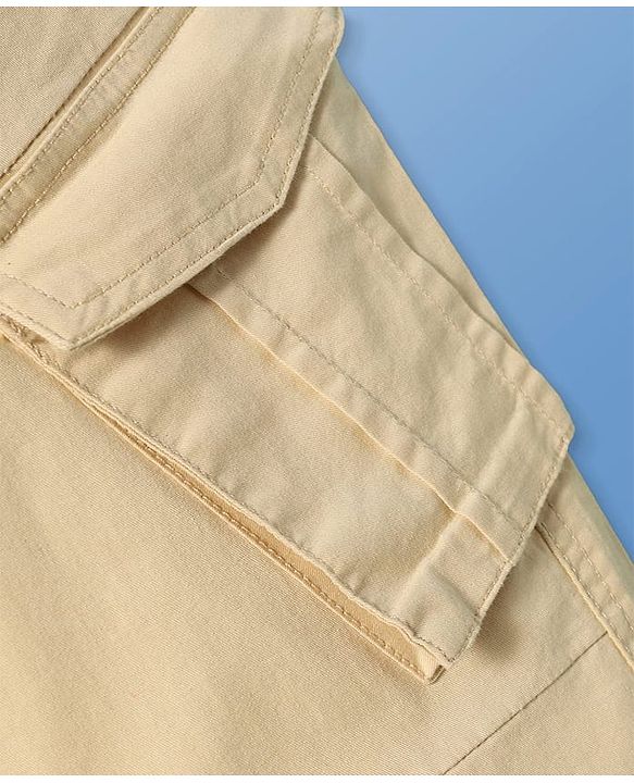 Pine Kids Cotton Woven Full Length  Solid Color Trouser with Pocket - Beige