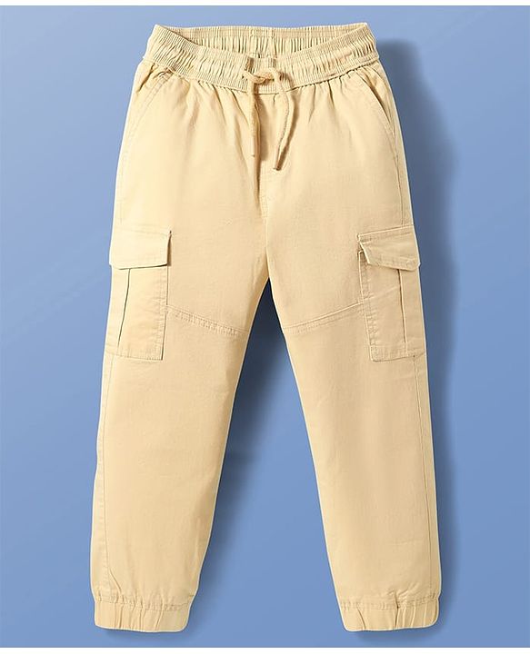 Pine Kids Cotton Woven Full Length  Solid Color Trouser with Pocket - Dark Green