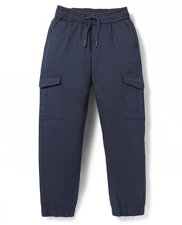 Pine Kids Cotton Woven Full Length  Solid Color Trouser with Pocket - Dark Green