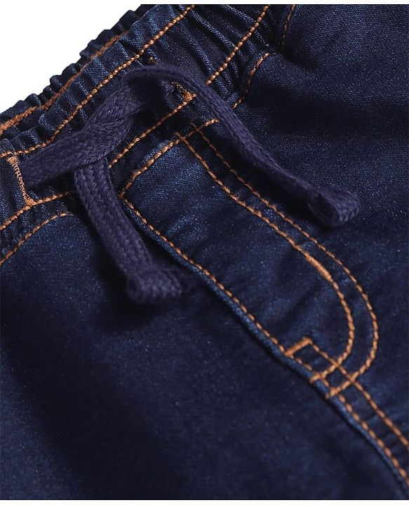Pine Kids Denim Woven Full Length Washed Jeans - Navy Blue