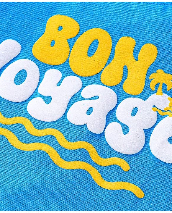 Babyhug Cotton Knit Half Sleeves T-Shirts with Beach Theme Text Prints & Stripes Pack of 3 - Blue & Orange