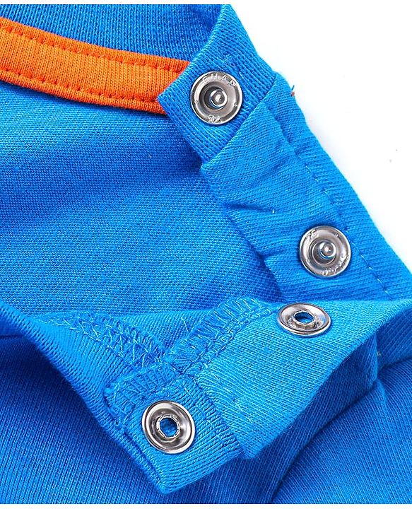 Babyhug Cotton Knit Half Sleeves T-Shirts with Beach Theme Text Prints & Stripes Pack of 3 - Blue & Orange
