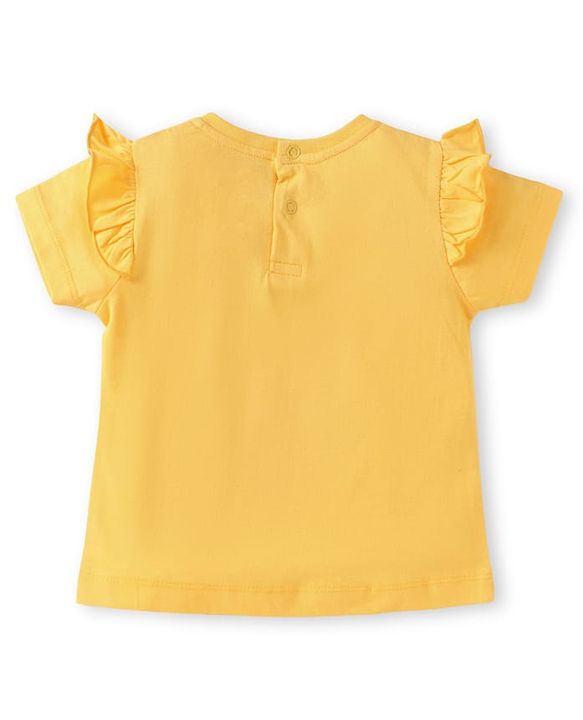 Babyhug Disney Single Jersey Knit  Half Sleeves Tops With Minnie & Friends Graphic & Frill Detailing Pack Of 3 - Yellow Purple