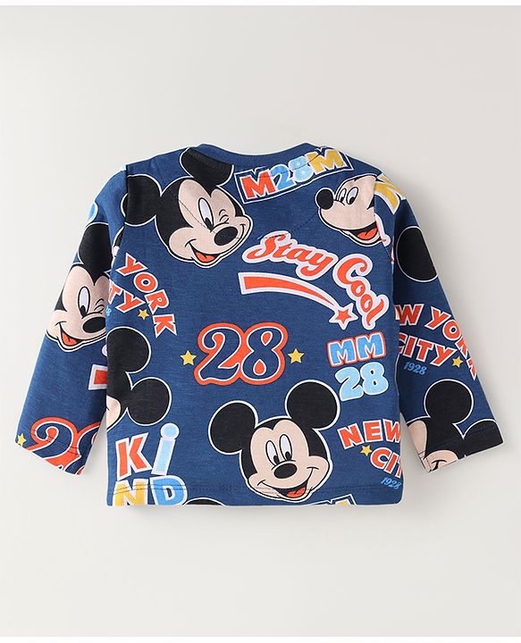 Babyhug Disney Single Jersey Knit Full Sleeves Night Suit with Mickey Mouse & Friends Graphics Pack of 2 - Red & Navy Blue
