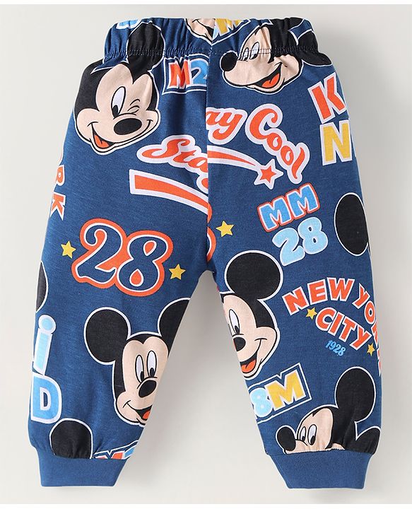 Babyhug Disney Single Jersey Knit Full Sleeves Night Suit with Mickey Mouse & Friends Graphics Pack of 2 - Red & Navy Blue