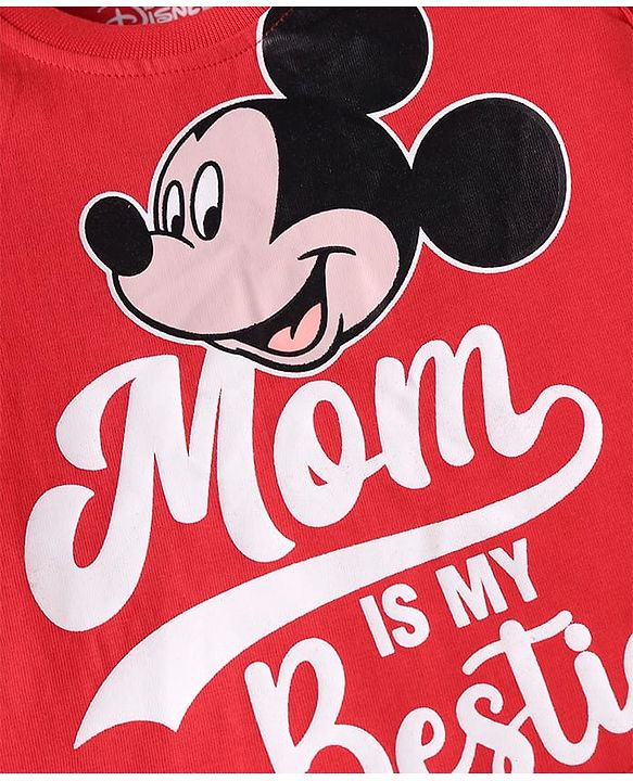 Babyhug Disney Single Jersey Knit Full Sleeves Night Suit with Mickey Mouse & Friends Graphics Pack of 2 - Red & Navy Blue