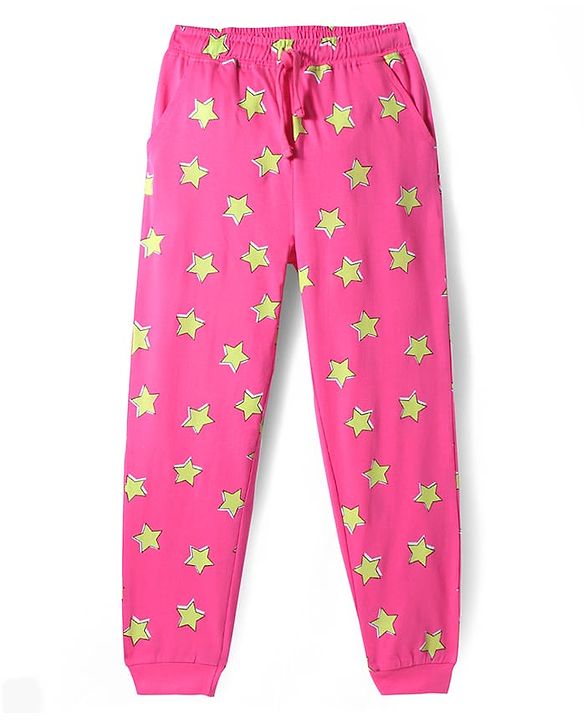 Pine Kids Disney Single Jersey Knit Full Sleeves Night Suit With Minnie Mouse Graphic -  Green & Pink