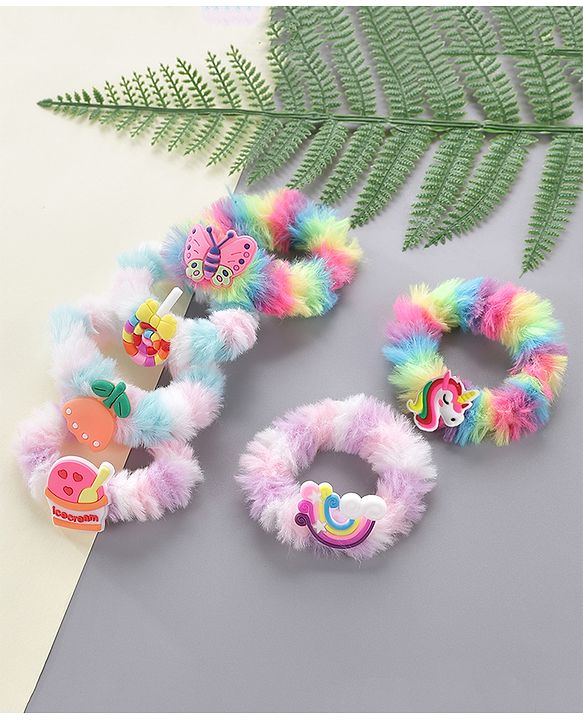 Babyhug Rubber Bands & Scrunchies With Applique Pack of 6 - Multicolor