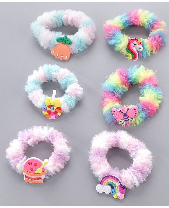 Babyhug Rubber Bands & Scrunchies With Applique Pack of 6 - Multicolor