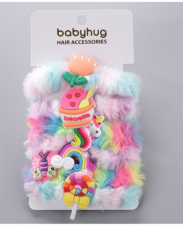 Babyhug Rubber Bands & Scrunchies With Applique Pack of 6 - Multicolor