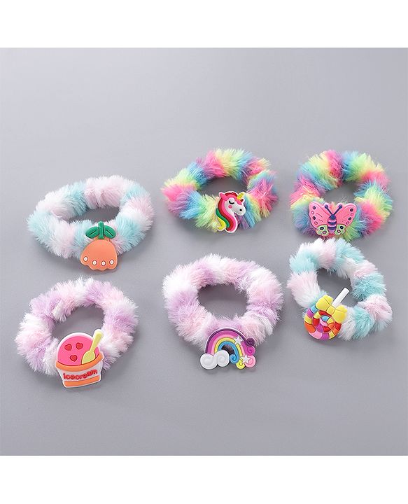 Babyhug Rubber Bands & Scrunchies With Applique Pack of 6 - Multicolor