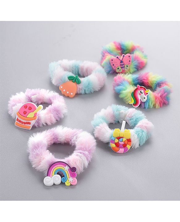 Babyhug Rubber Bands & Scrunchies With Applique Pack of 6 - Multicolor