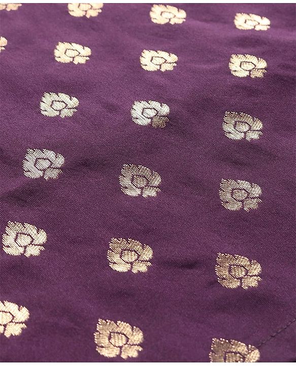 Pine Kids Full Sleeves Woven Kurta Pyjama Set with Floral Embroidery - Wine