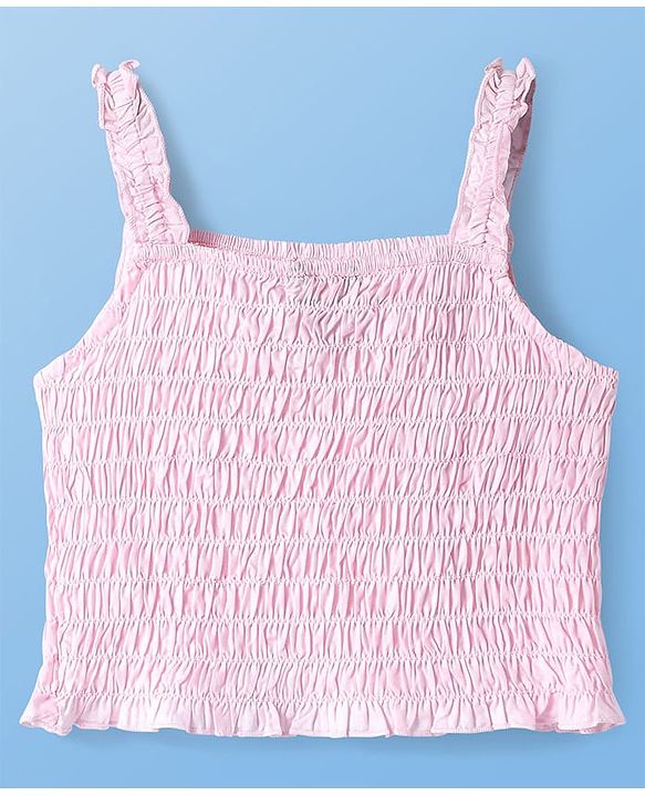 Pine Kids Cotton Woven Sleeveless Smocked Top & Shorts Set - Pink