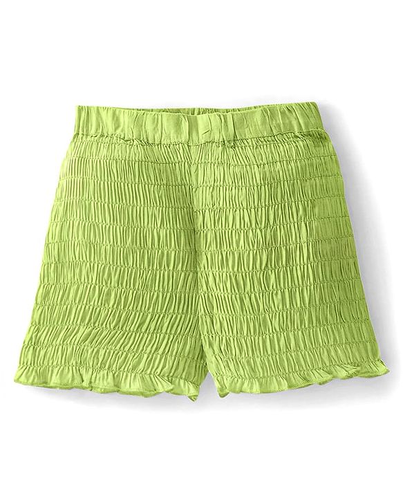 Pine Kids Cotton Woven Singlet Sleeves Smocked Top & Shorts Set - Light Green
