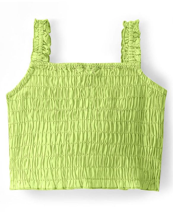 Pine Kids Cotton Woven Singlet Sleeves Smocked Top & Shorts Set - Light Green