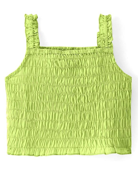 Pine Kids Cotton Woven Singlet Sleeves Smocked Top & Shorts Set - Light Green