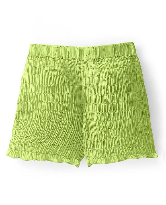 Pine Kids Cotton Woven Singlet Sleeves Smocked Top & Shorts Set - Light Green
