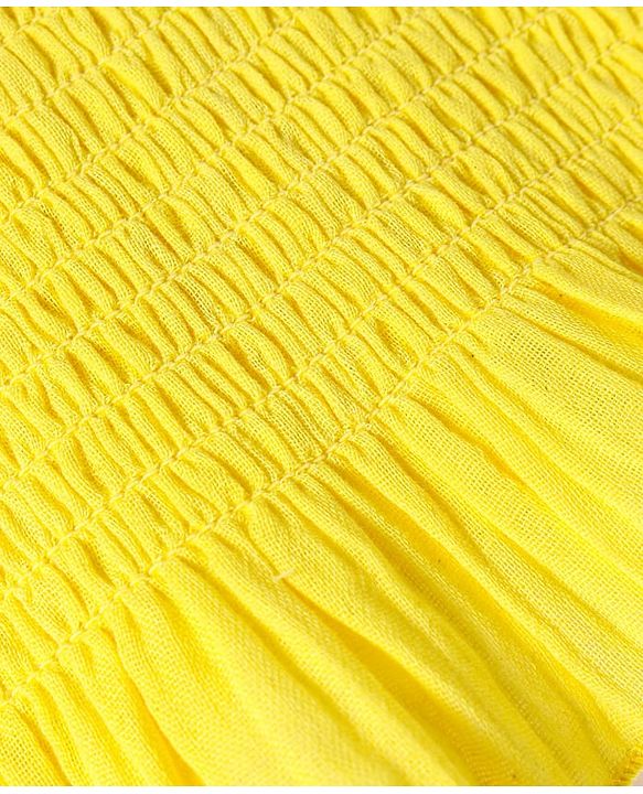 Pine Kids Cotton Woven Sleeveless Top & Skirt Set With Floral Embroidery - Yellow & Navy Blue