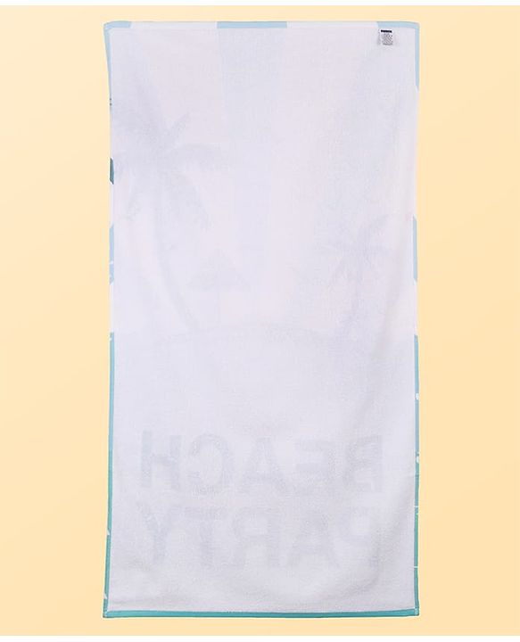 Pine Kids Terry Knit Towel with Beach Theme Print L 121 x B 60 cm - Light Blue