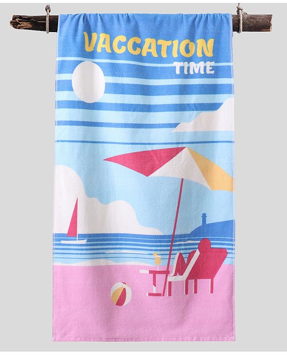 Pine Kids Terry Woven Towel Beach Theme Print L 125 x B 60 cm - Multicolor