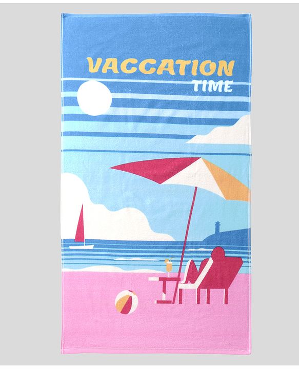 Pine Kids Terry Woven Towel Beach Theme Print L 125 x B 60 cm - Multicolor