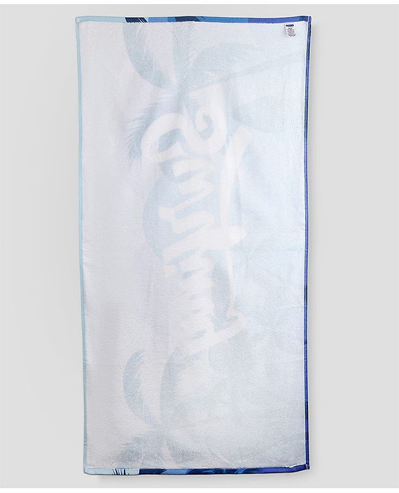 Pine Kids Terry Woven Bath Towel with Text & Coconut Tree Print L 122 x B 60 cm - Blue