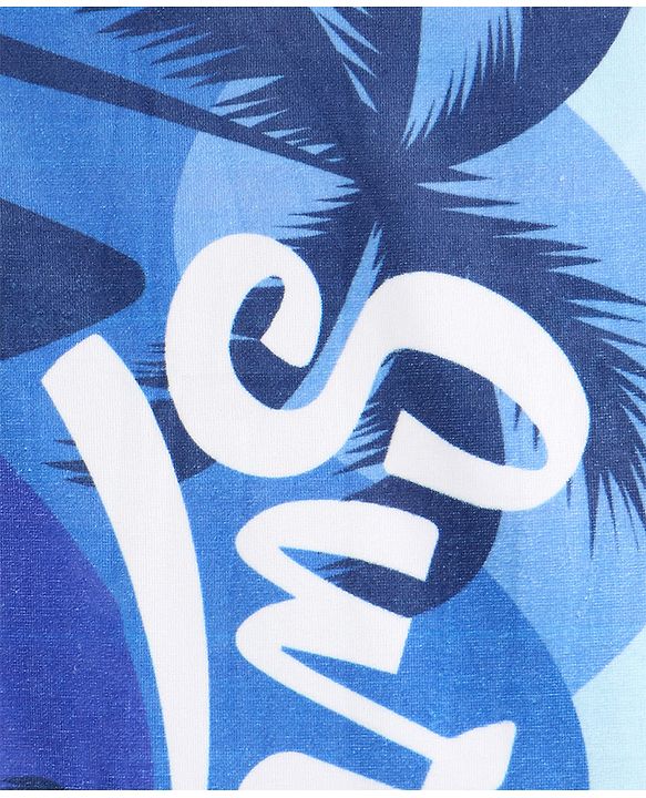 Pine Kids Terry Woven Bath Towel with Text & Coconut Tree Print L 122 x B 60 cm - Blue