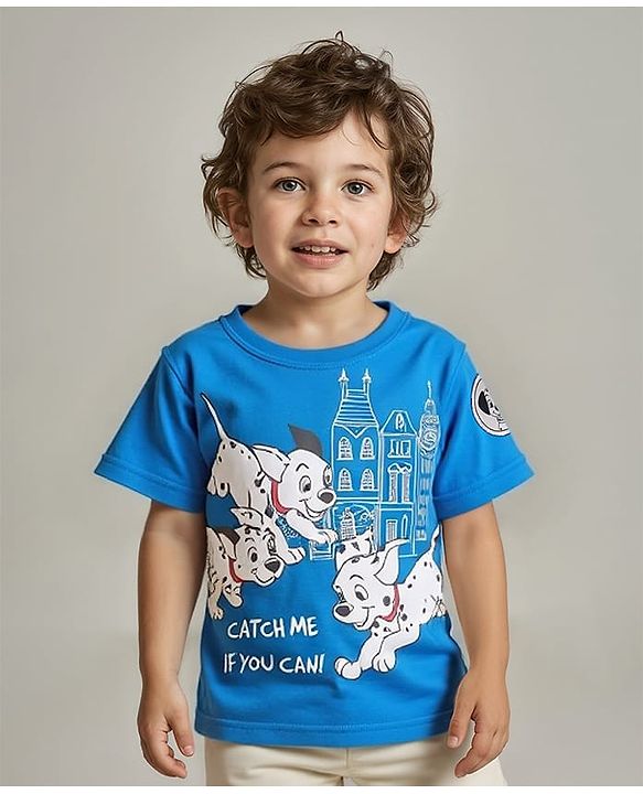 Babyhug Disney Single Jersey Knit Half Sleeves T-Shirt with 101 Dalmatian Graphic - Blue
