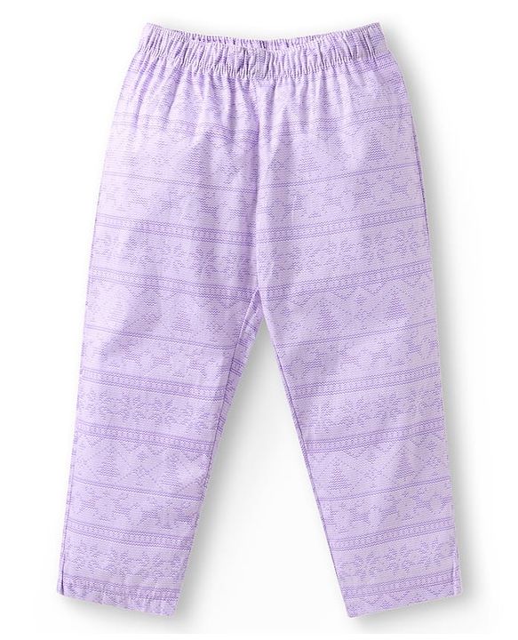 Babyhug Cotton Woven Full Sleeves Printed Night Suit - Purple