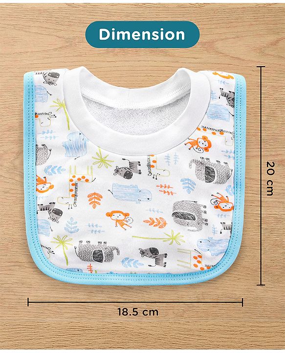Babyhug 100 % Cotton Pullover Bibs Jungle Print Pack of 2 - Blue & Pink