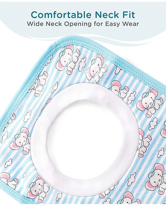 Babyhug 100 % Cotton Pullover Bibs Jungle Print Pack of 2 - Blue & Pink