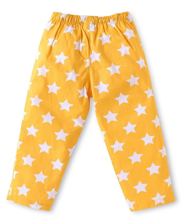 Babyhug Cotton Woven Full Sleeves Night Suit With Star Print - Yellow