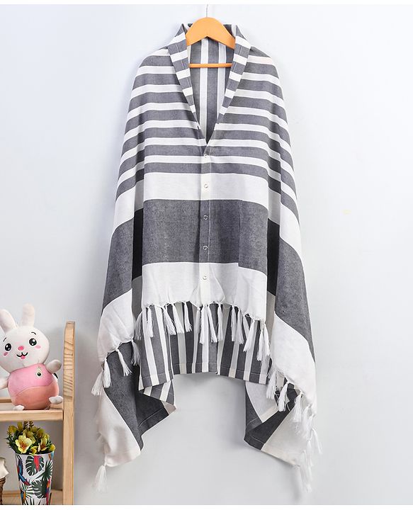 Babyhug 100% Cotton Breast Feeding Multi Purpose Nursing Scarf- Black