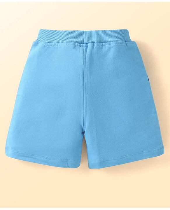 Babyhug Single Jersey Knit Half Sleeves T-Shirt & Shorts Set with Animal Print - White & Light Blue