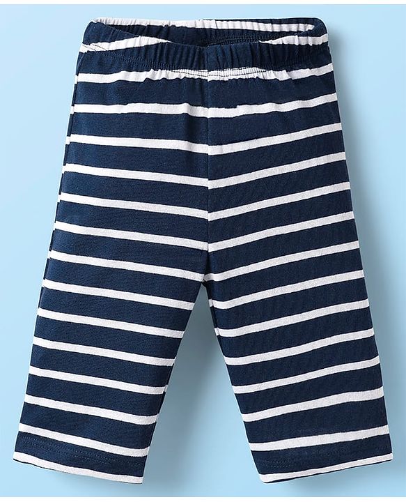 Babyhug Single Jersey Knit Full Sleeves Co-ords T-Shirt & Lounge Pant Set With Stripes - Navy Blue