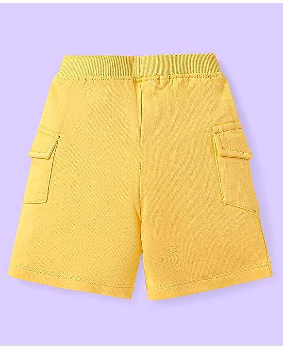 Babyhug Single Jersey Knit Half Sleeves Shirt & Shorts Set with Jungle Theme Print - Light Blue & Yellow