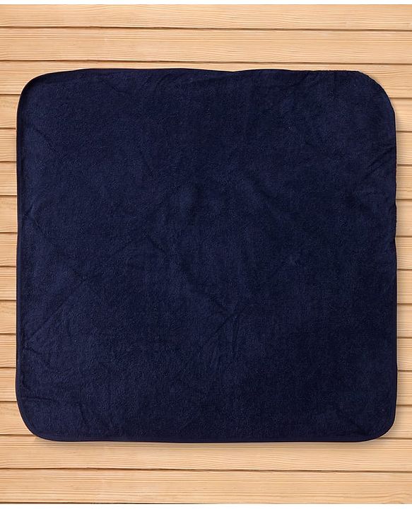 Babyhug Terry Woven Hooded Wrapper with Dolphin Embroidery  L 76.2 x B 76.2 cm - Navy Blue