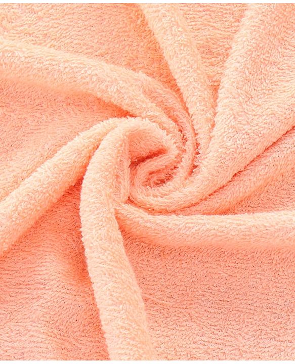 Babyhug Cotton Knit Hooded Wrapper With Animal Embroidery & Ear Applique L 76 x B 76 cm - Peach