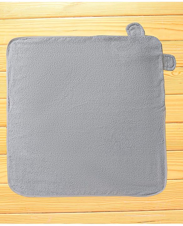 Babyhug Terry Woven Hooded Towel with Elephant Applique L 76.2 x B 76.2 cm - Grey