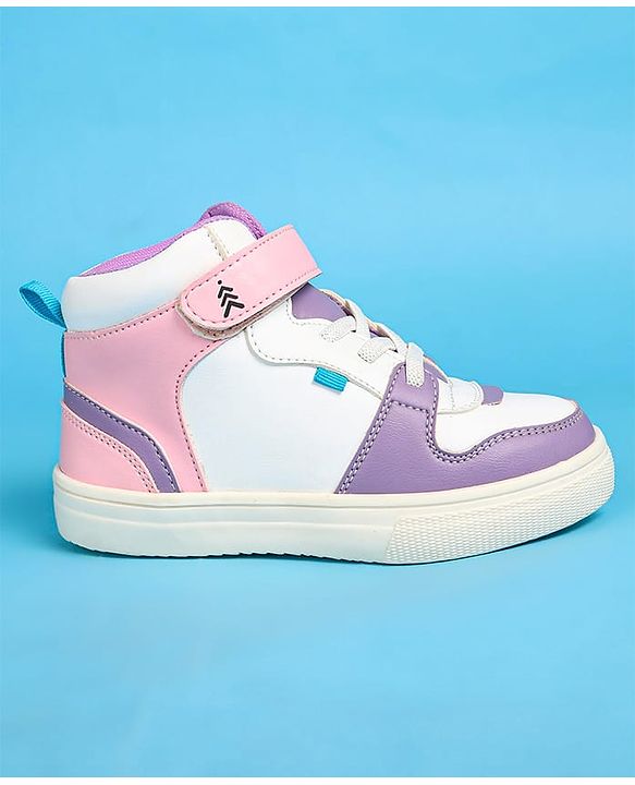Pine Kids Velcro Closure Casual Shoes - White & Purple