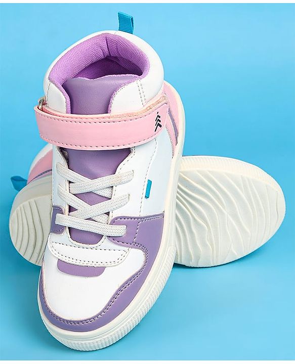 Pine Kids Velcro Closure Casual Shoes - White & Purple