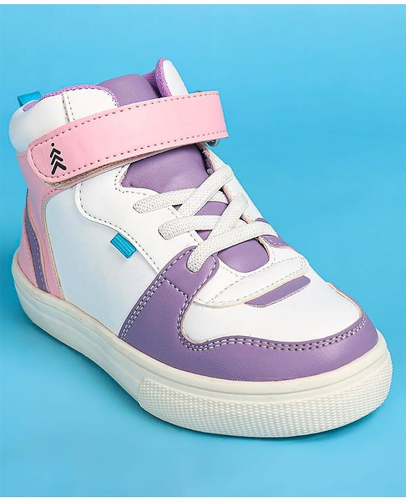 Pine Kids Velcro Closure Casual Shoes - White & Purple