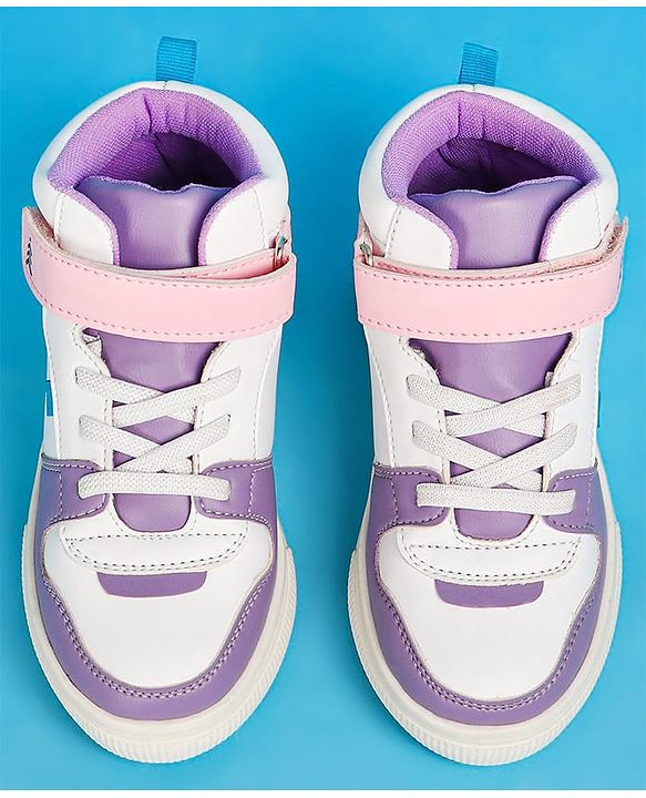 Pine Kids Velcro Closure Casual Shoes - White & Purple